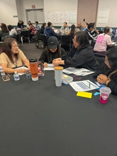 Educators engaged in small group collaborative discussion